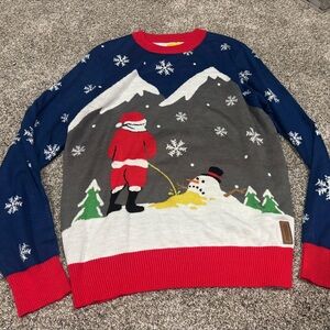 Tipsy Elves Blue and Red Santa Crewneck Sweater